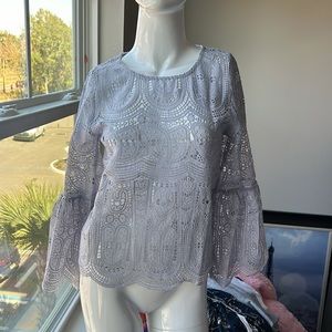 I.MADELINE CROCHET SHIRT TOP BLOUSE SIZE S NWT